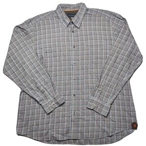 TRUE MEASURE CASHMERE Cotton Blend Men XL Blue Plaid Long Sleeve Button Up Shirt